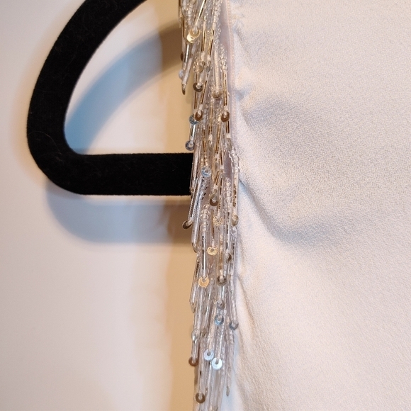 BB Dakota White Beaded Sleeveless Blouse | Keyhole Back Boho Top Size M - Picture 3 of 7